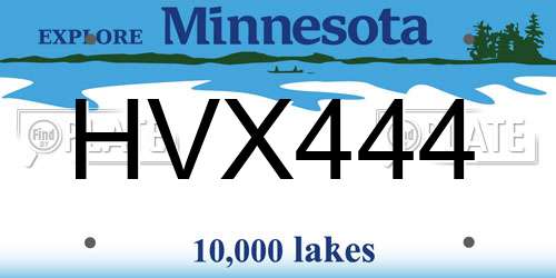 HVX444 Minnesota License Plate