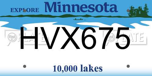 HVX675 Minnesota License Plate
