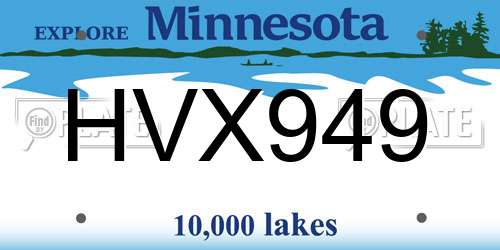 HVX949 Minnesota License Plate