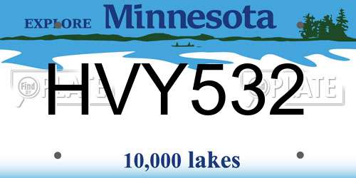HVY532 Minnesota License Plate