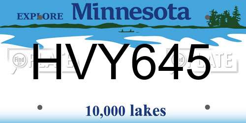 HVY645 Minnesota License Plate