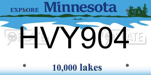 HVY904 Minnesota License Plate