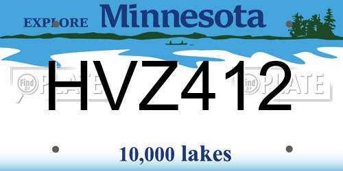HVZ412 Minnesota License Plate