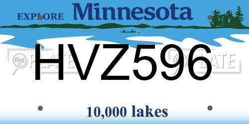 HVZ596 Minnesota License Plate