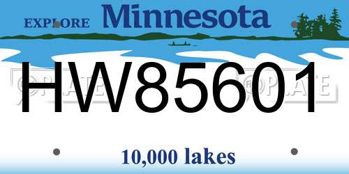 HW85601 Minnesota License Plate