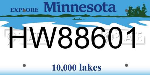 HW88601 Minnesota License Plate