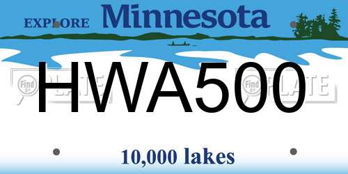 HWA500 Minnesota License Plate