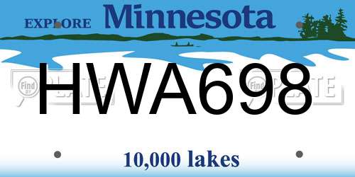 HWA698 Minnesota License Plate