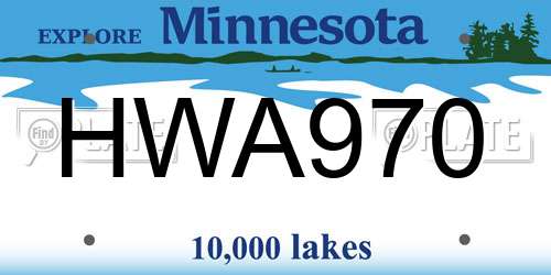 HWA970 Minnesota License Plate