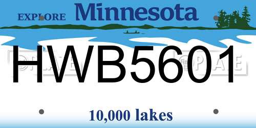 HWB5601 Minnesota License Plate