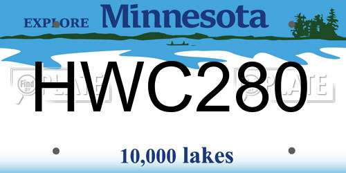 HWC280 Minnesota License Plate