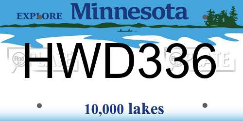 HWD336 Minnesota License Plate