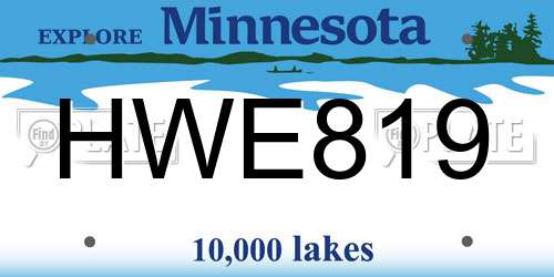HWE819 Minnesota License Plate
