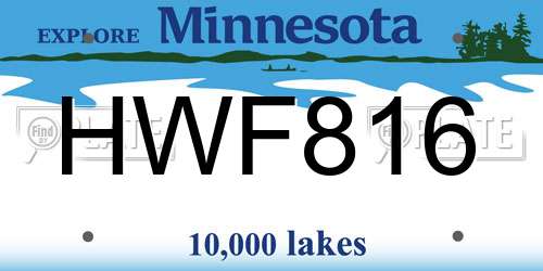 HWF816 Minnesota License Plate