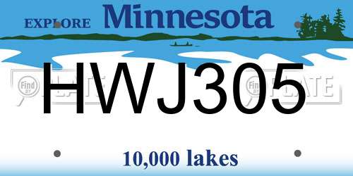 HWJ305 Minnesota License Plate