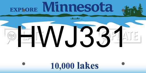HWJ331 Minnesota License Plate