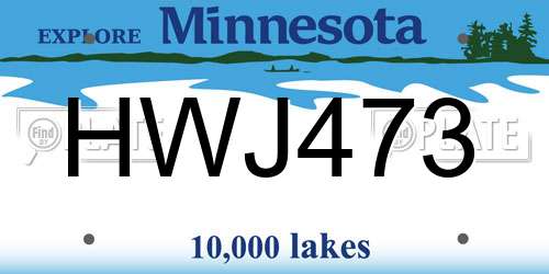 HWJ473 Minnesota License Plate