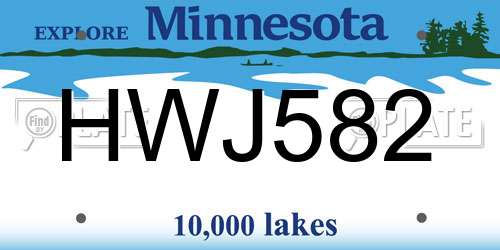 HWJ582 Minnesota License Plate