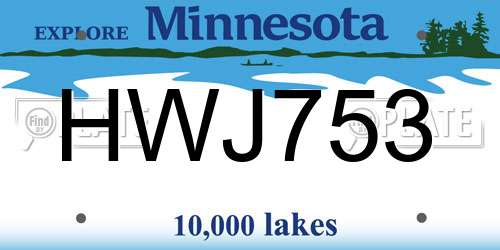 HWJ753 Minnesota License Plate
