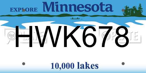 HWK678 Minnesota License Plate