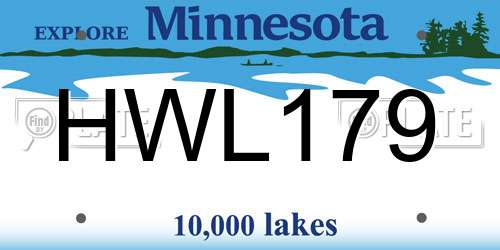 HWL179 Minnesota License Plate