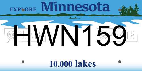 HWN159 Minnesota License Plate