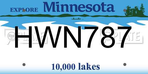 HWN787 Minnesota License Plate
