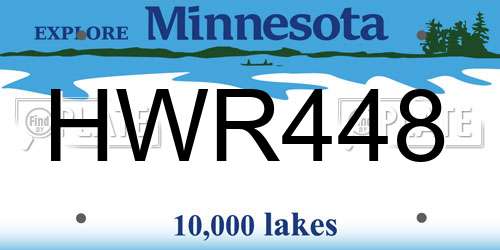 HWR448 Minnesota License Plate