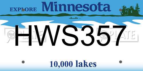 HWS357 Minnesota License Plate