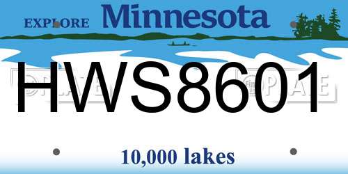 HWS8601 Minnesota License Plate