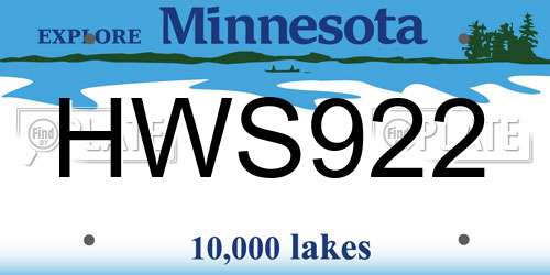 HWS922 Minnesota License Plate