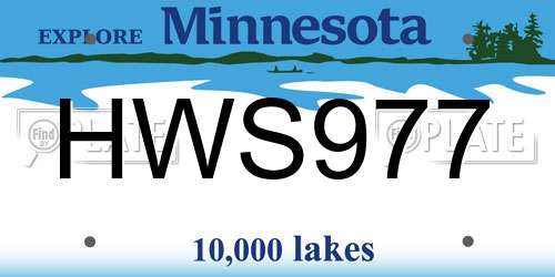 HWS977 Minnesota License Plate
