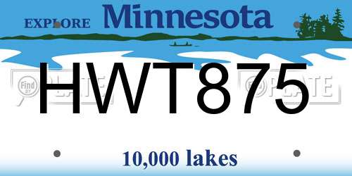 HWT875 Minnesota License Plate