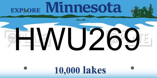 HWU269 Minnesota License Plate