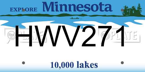 HWV271 Minnesota License Plate
