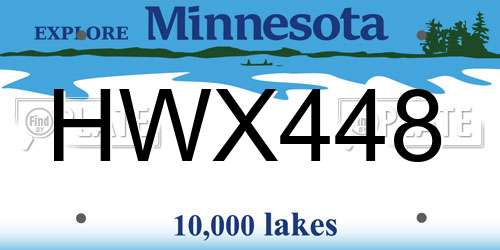 HWX448 Minnesota License Plate