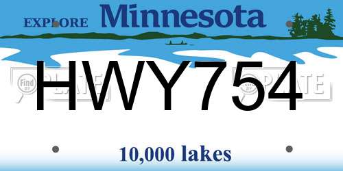 HWY754 Minnesota License Plate