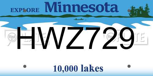 HWZ729 Minnesota License Plate