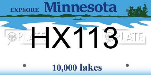 HX113 Minnesota License Plate
