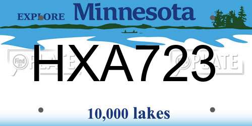 HXA723 Minnesota License Plate