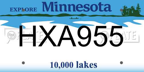 HXA955 Minnesota License Plate