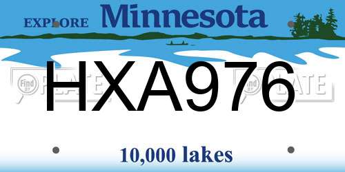 HXA976 Minnesota License Plate
