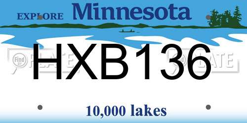 HXB136 Minnesota License Plate