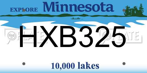 HXB325 Minnesota License Plate