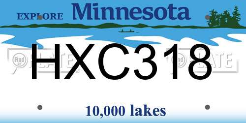 HXC318 Minnesota License Plate