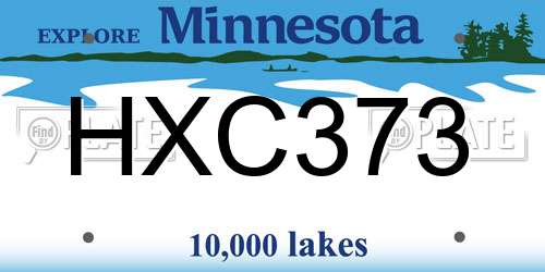 HXC373 Minnesota License Plate