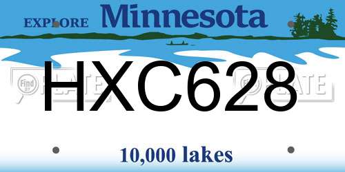HXC628 Minnesota License Plate