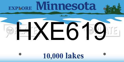 HXE619 Minnesota License Plate
