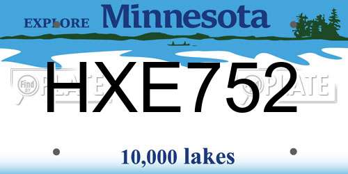 HXE752 Minnesota License Plate