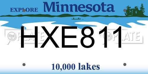 HXE811 Minnesota License Plate